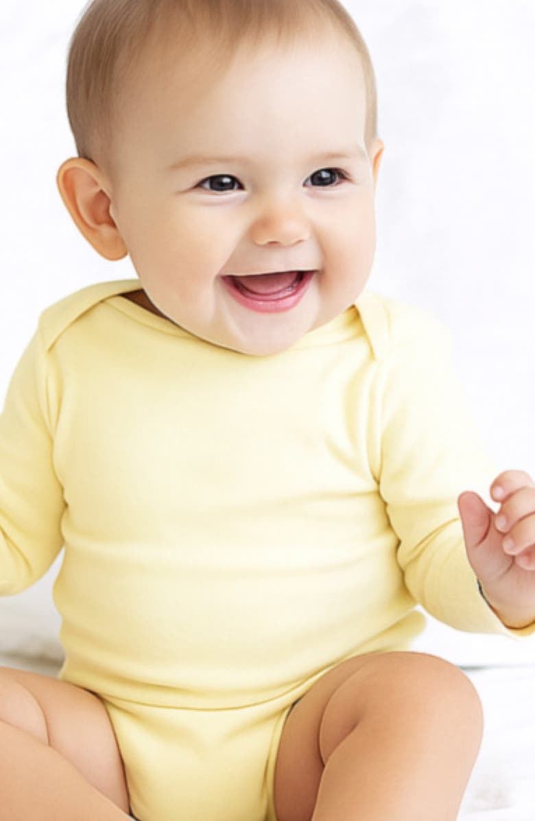 BUTTERBLU Blake Assorted 5-Pack Long Sleeve Organic Cotton Bodysuits, Alternate, color, Sunny Pink Rainbow