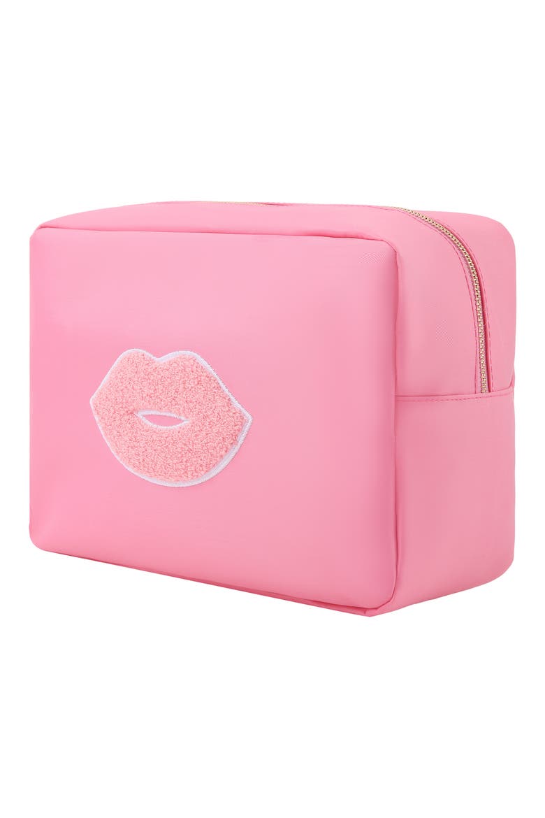 Extra Large Kiss Cosmetic Bag, Alternate, color, BUBBLEGUM PINK