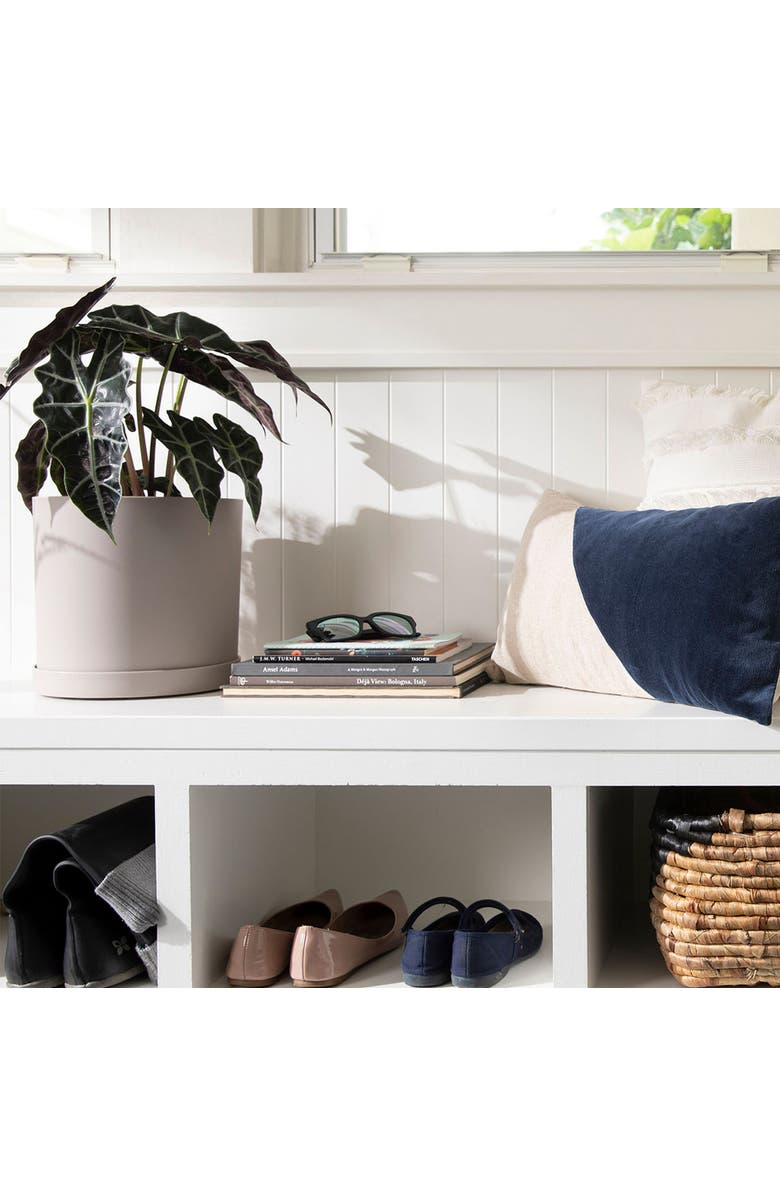 Bloem Mathers Planter with Saucer Tray 10 Inch, Pebble Stone Beige, Alternate, color, Beige