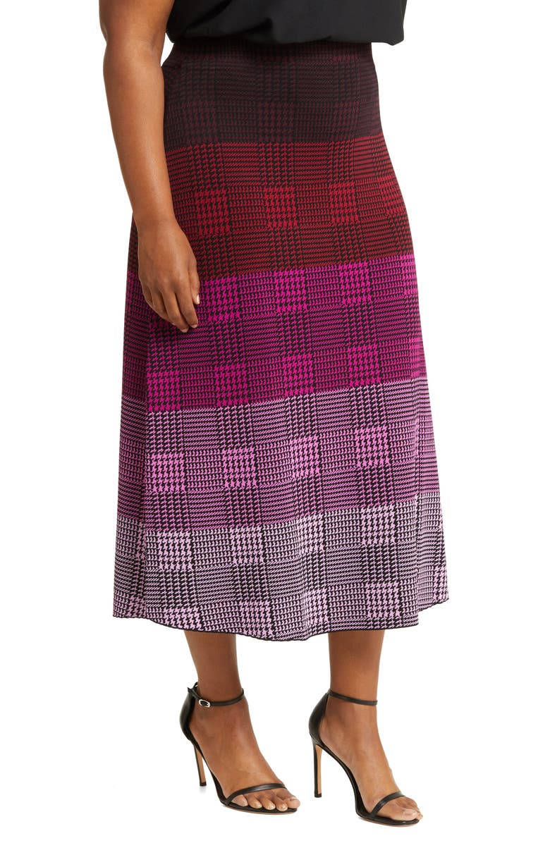 Marina Rinaldi x Mary Katranzou Check Jacquard Piqué Sweater Skirt, Alternate, color, 
