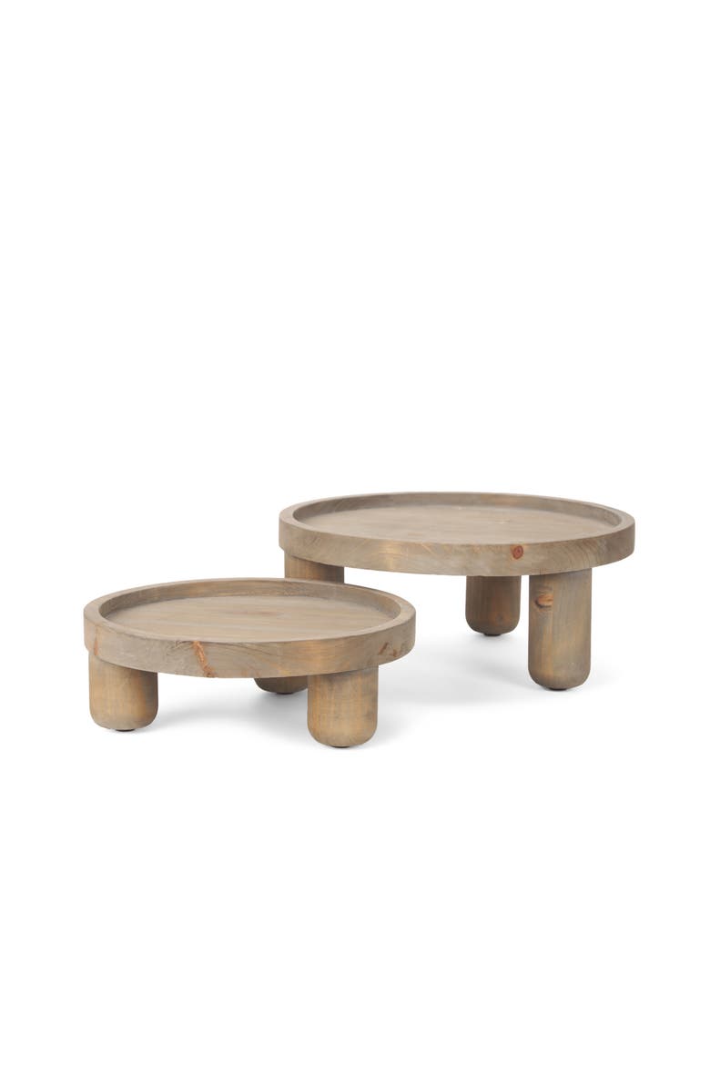 Virve Round Wood Wooden Trays, Main, color, Gray