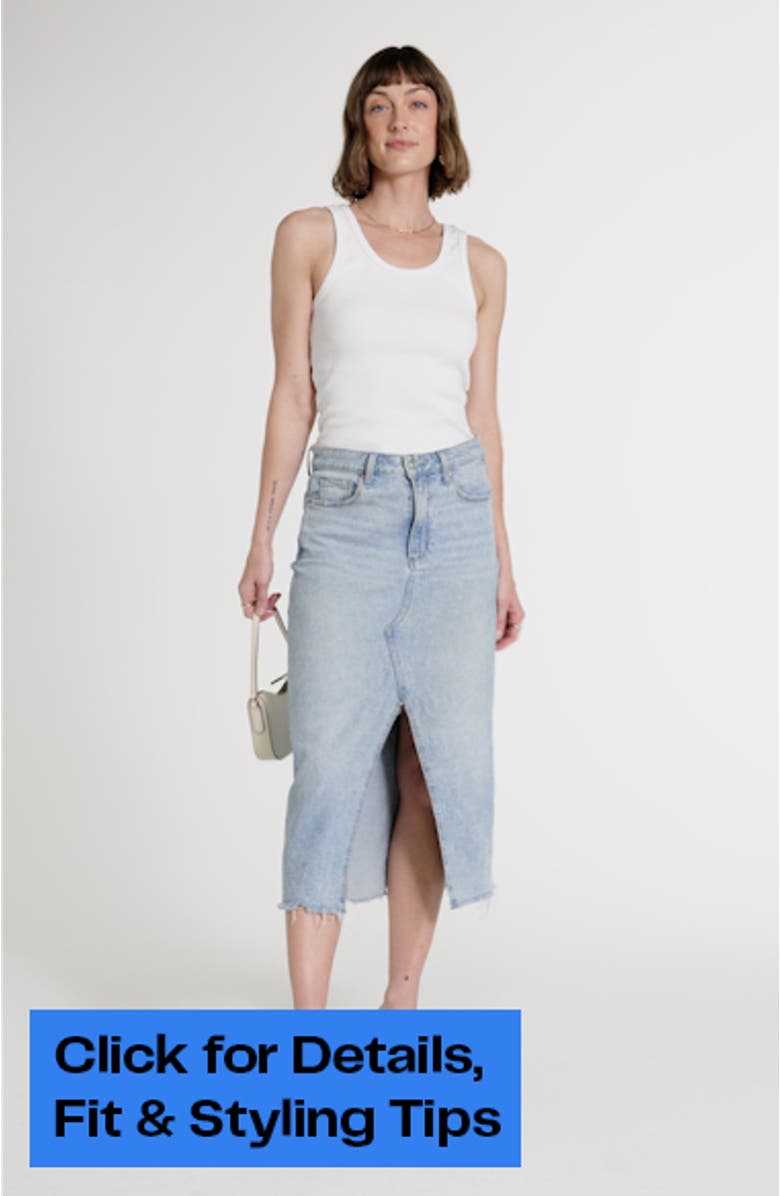 Meadow Front Slit Denim Midi Skirt, sales video thumbnail