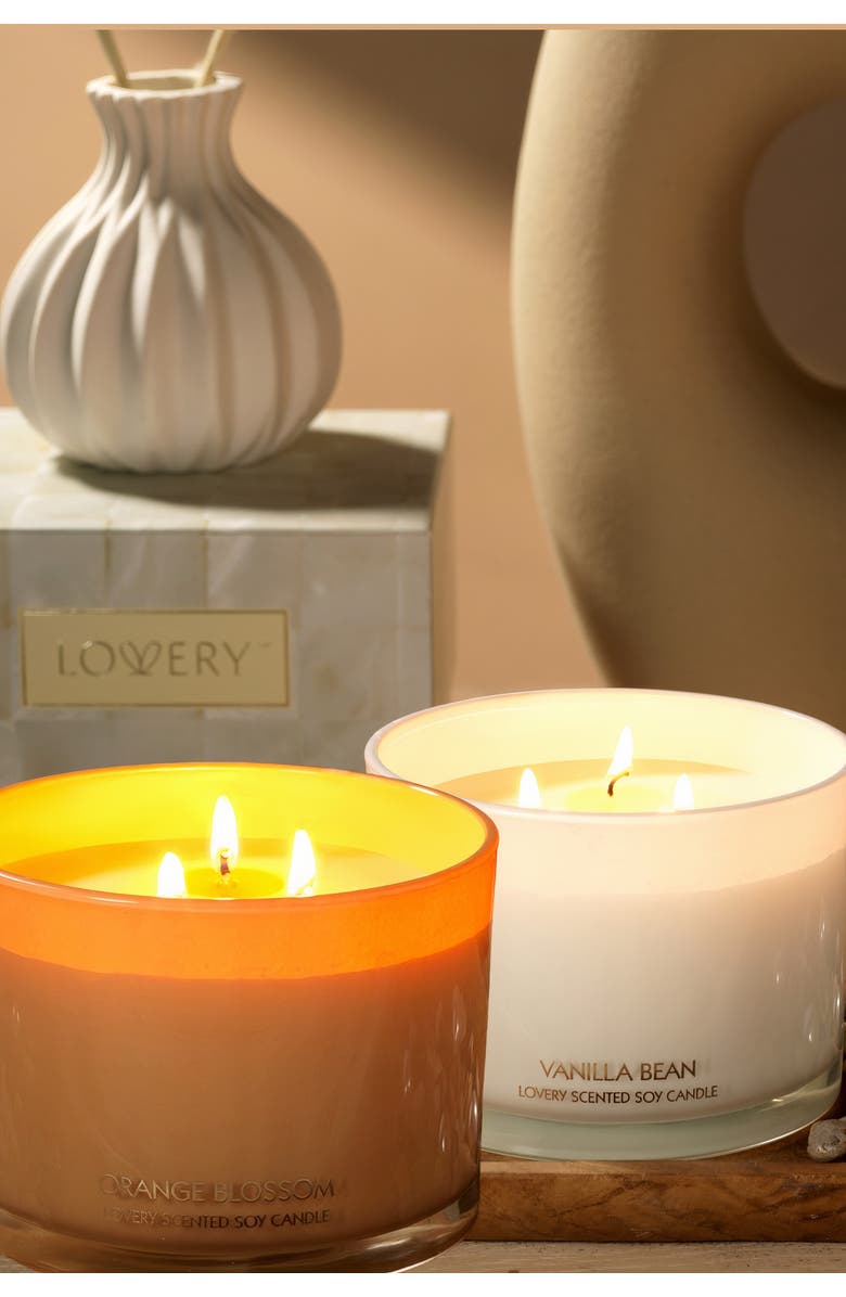 Lovery 3-Wick Scented Candle Trio Gift Set, Alternate, color, White/Orange/Yellow/Gold