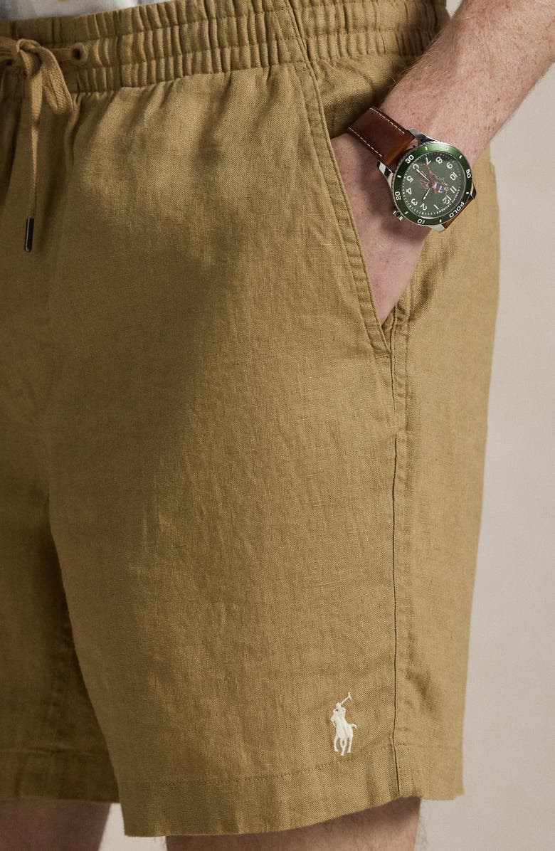 Polo Ralph Lauren Polo Prepster 6-Inch Drawstring Linen Shorts, Alternate, color, Cafe Tan