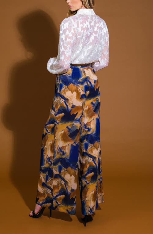 Flying Tomato Floral Jacquard Long Sleeve Button-up Shirt In White