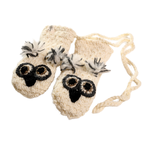 Shop Nirvana Designs Crochet Owl Mittens In White Combo