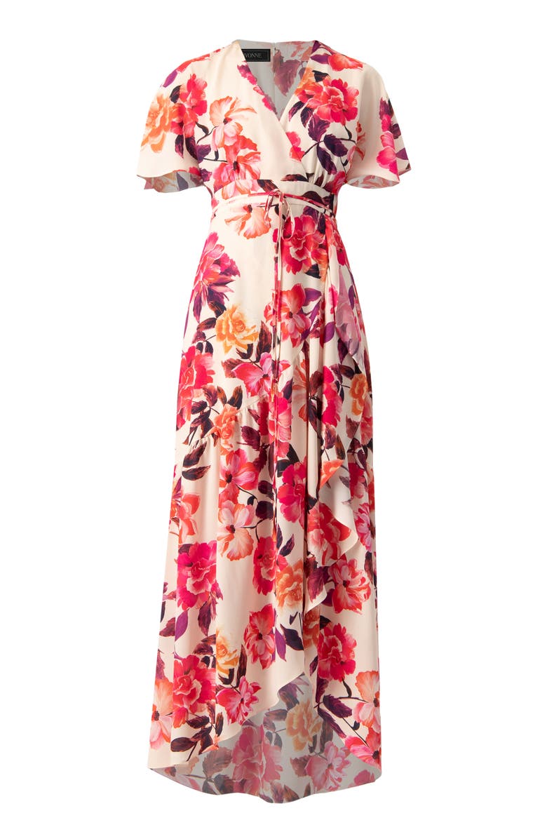 IVONNE Crossed V-Neck Wrap Floral Maxi Dress, Alternate, color, Ivory