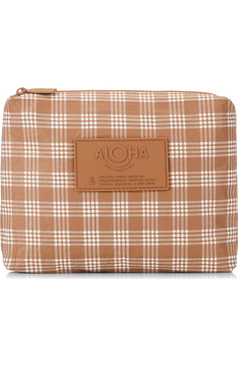 Aloha Collection Small Palaka Water Resistant Tyvek<sup>®</sup> Zip Pouch, Main, color, Toffee