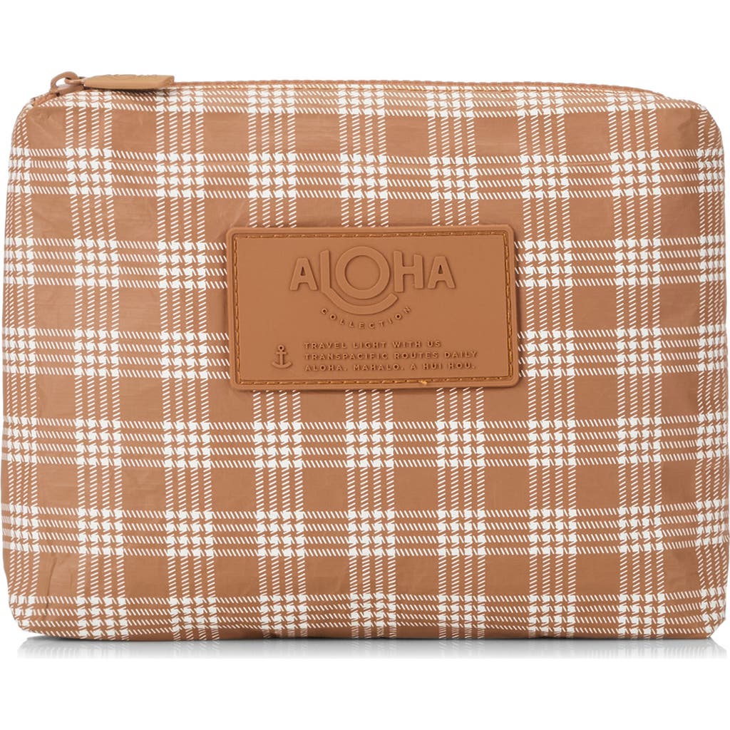 Aloha Collection Small Palaka Water Resistant Tyvek® Zip Pouch In Brown