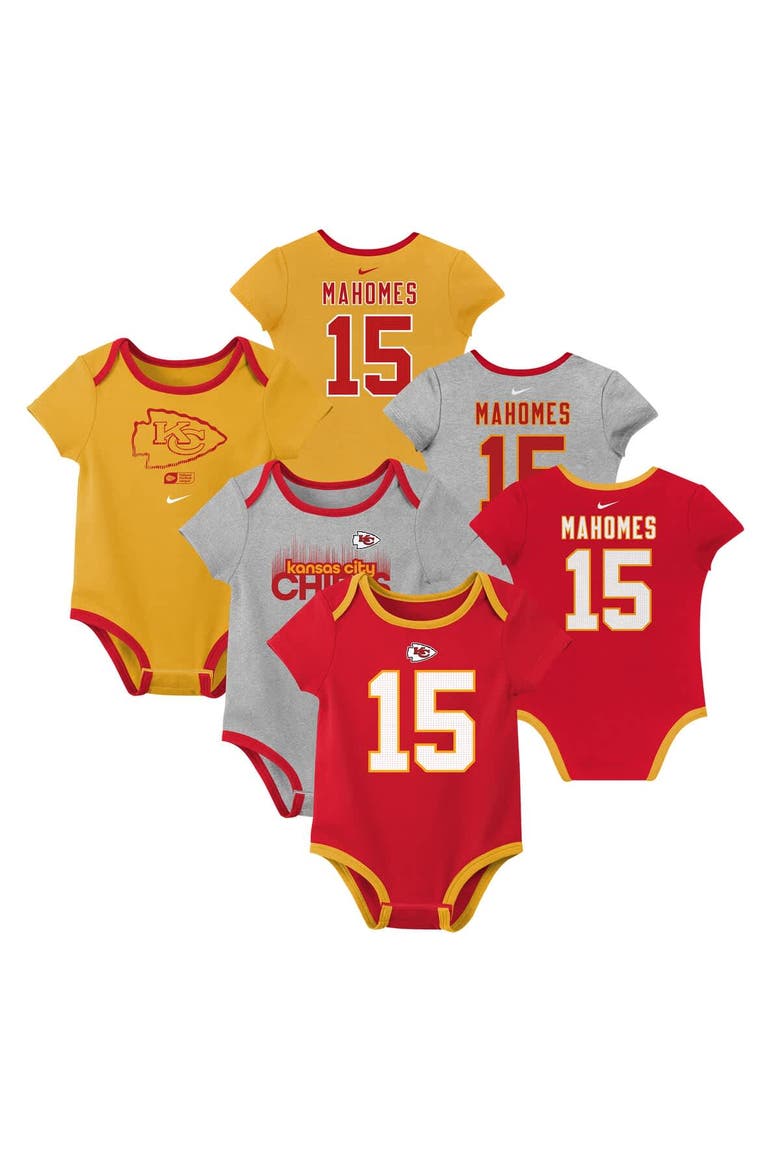 Newborn & Infant Nike Patrick Mahomes Kansas City Chiefs Name & Number 3-Pack Bodysuit Set, Main, color, Red