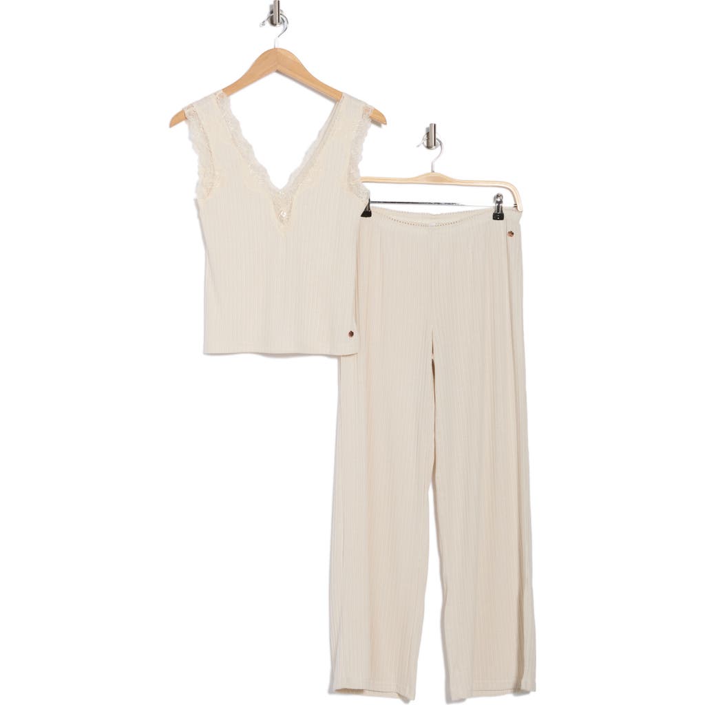 Danskin Lace Trim Ribbed Tank & Pants Pajamas