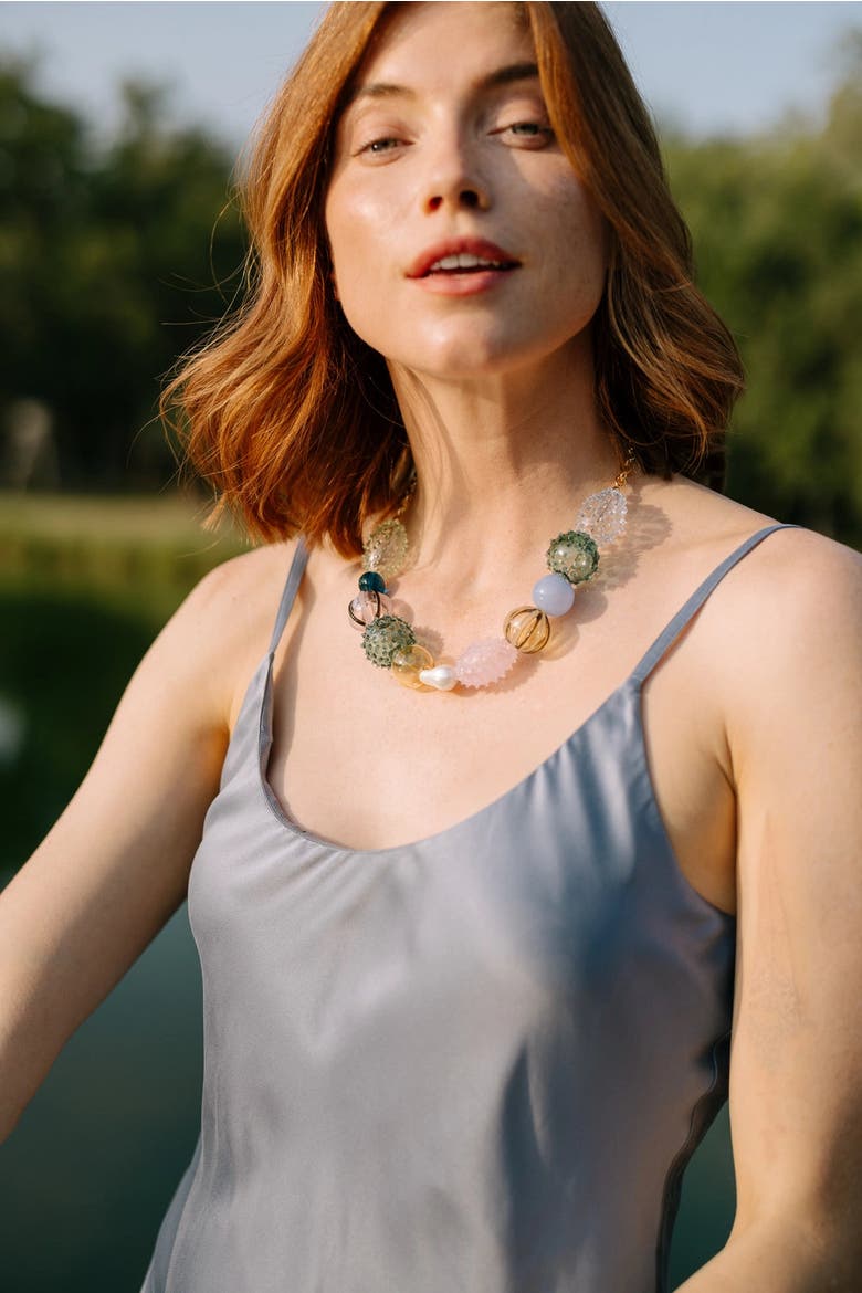 Iris Glass Blown Necklace, Alternate, color, Multi