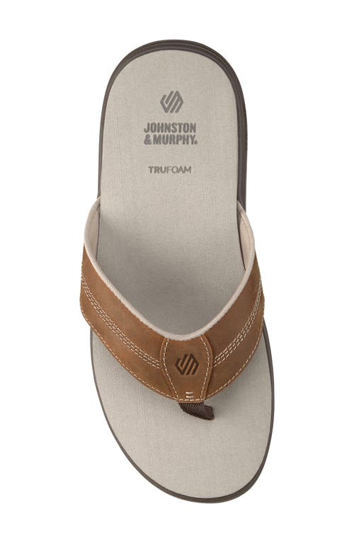 Johnston & Murphy Upton Flip Flop In Brown Oiled Full Grain