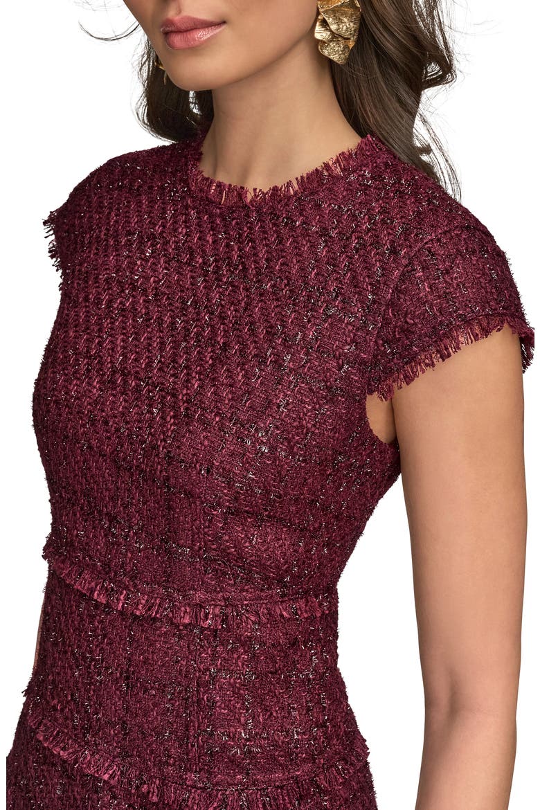 Metallic Tweed Midi Dress, Alternate, color, BERRY