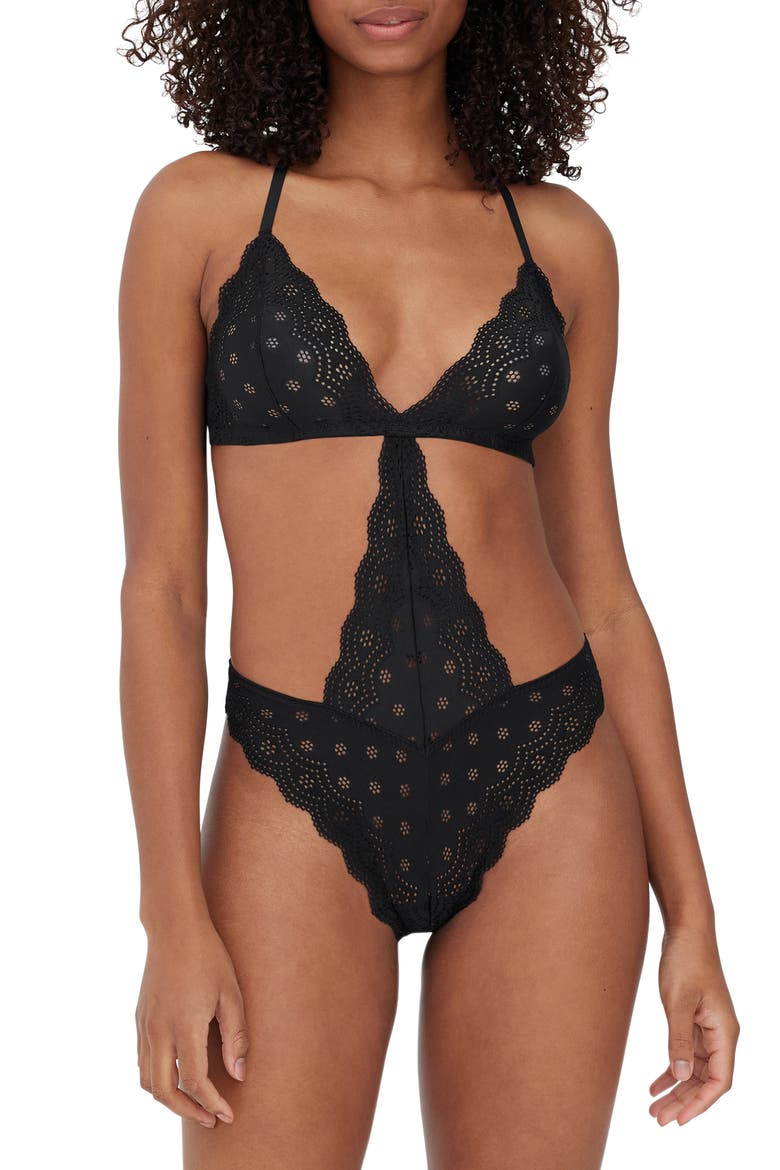 Smitten Lace Teddy, Main, color, BLACK