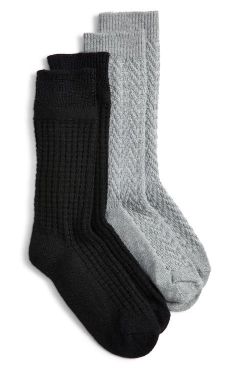 Assorted 2-Pack Textured Crew Socks
