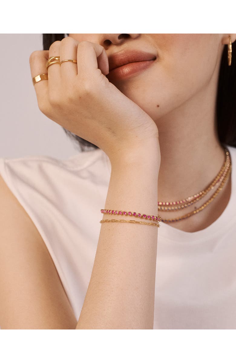 Monica Vinader Essential Stone Tennis Bracelet, Alternate, color, 18Ct Gold Vermeil/ Pink Quartz