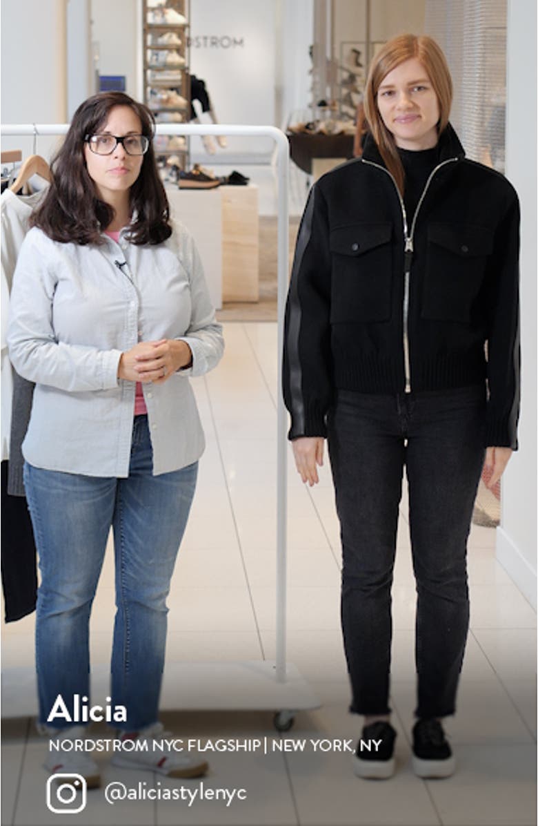 Patty Leather Trim Double Face Virgin Wool Jacket, sales video thumbnail