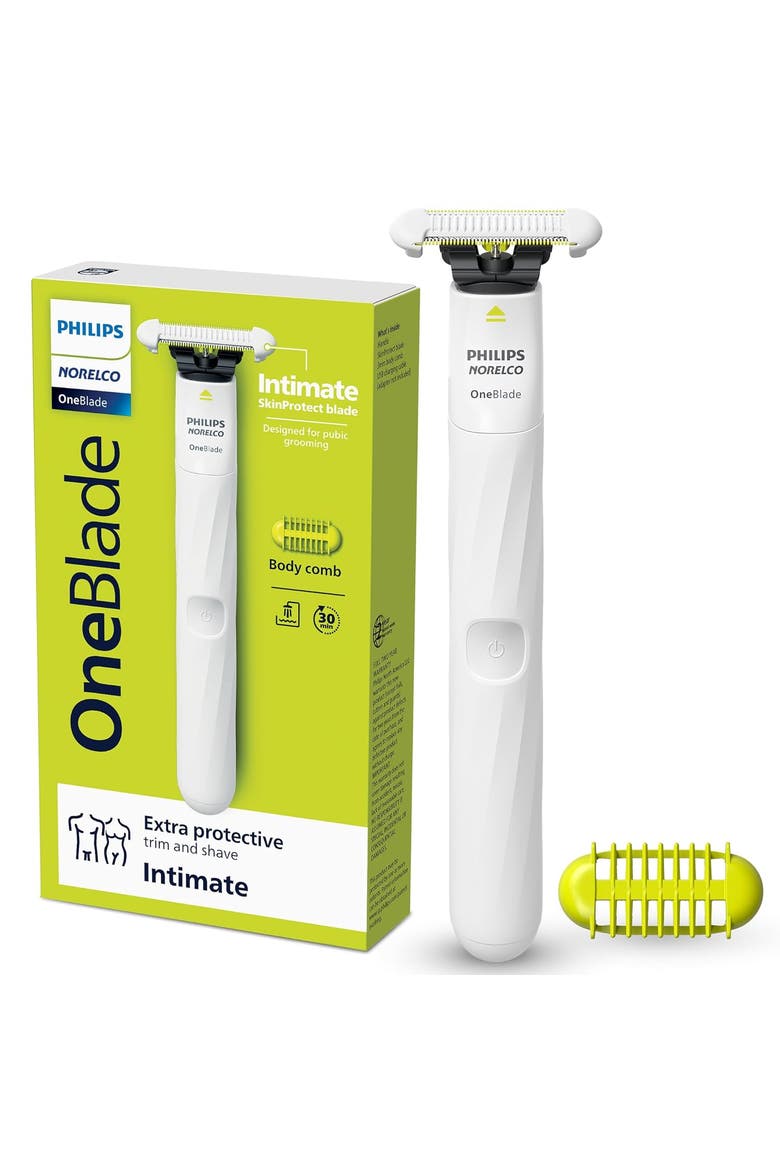OneBlade Intimate Pubic Groomer, SkinProtect Blade, Waterproof, Main, color, White