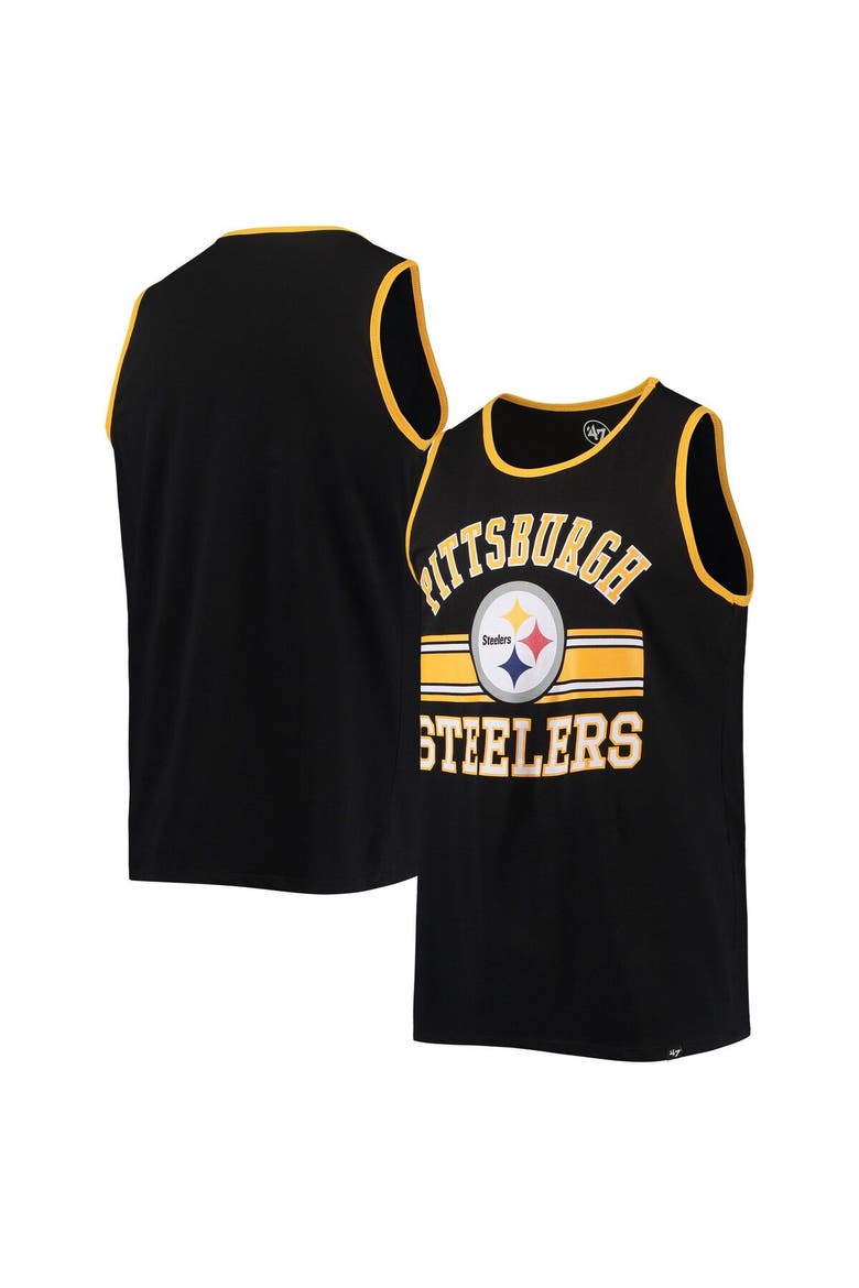 Men's '47 Black Pittsburgh Steelers Edge Super Rival Tank Top, Main, color, Black