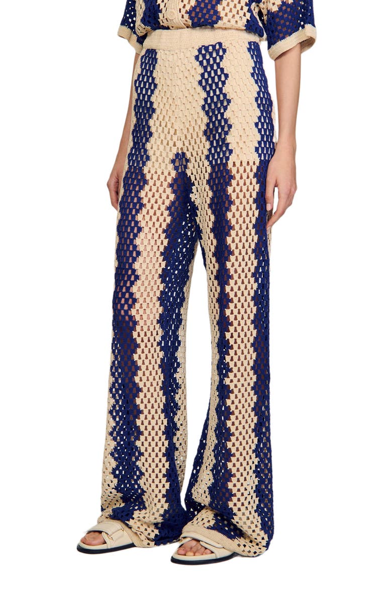 SANDRO Two-tone open weave trousers, Alternate, color, 