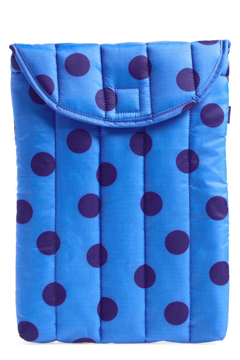 Puffy 13/14" Laptop Sleeve, Main, color, BLUE POLKA DOT