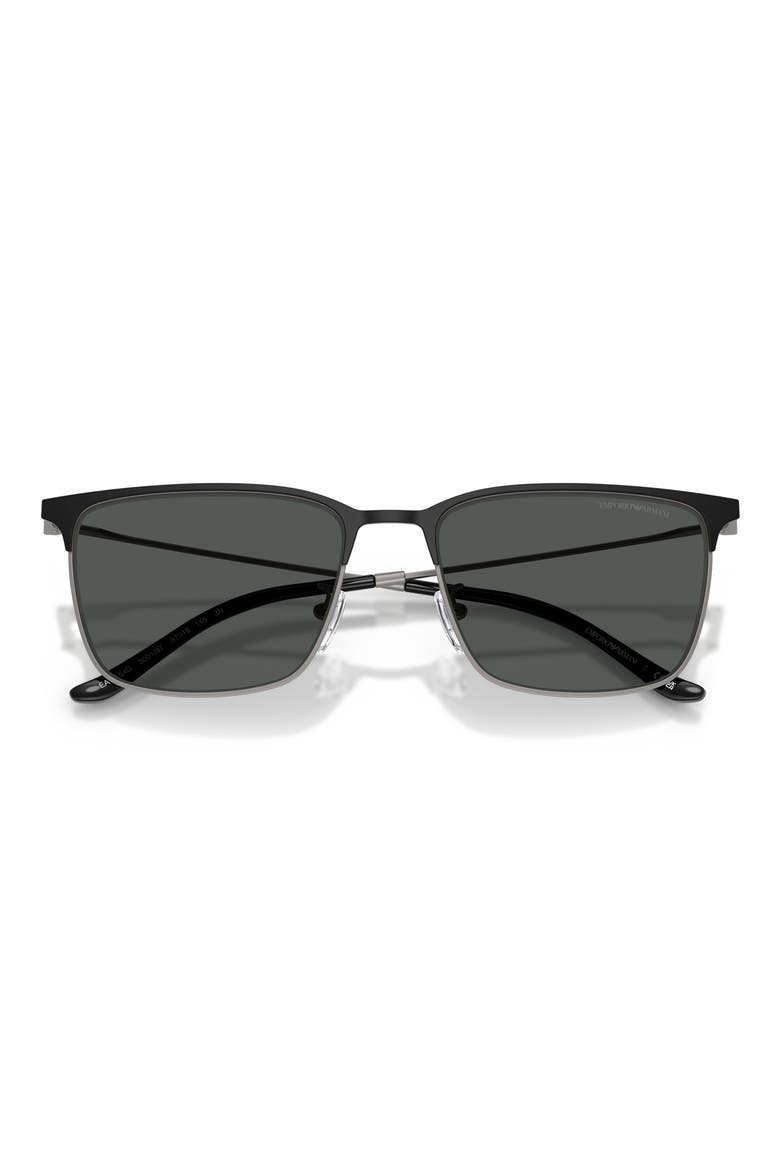 57mm Rectangular Sunglasses, Alternate, color, GUNMETAL / BLACK / GREY