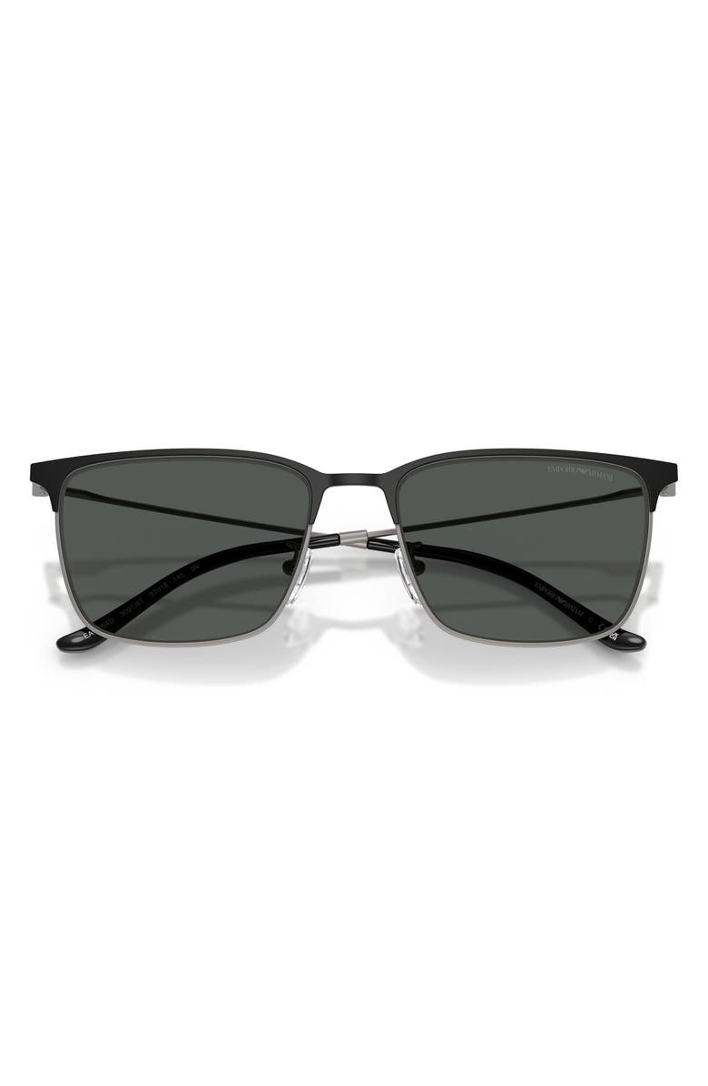 Emporio Armani 57mm Rectangular Sunglasses, Alternate, color, Gunmetal / Black / Grey