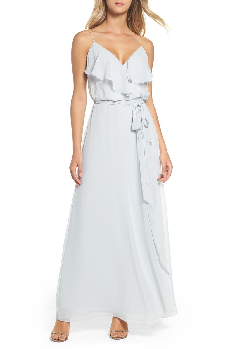 nouvelle AMSALE 'Drew' Ruffle Front Chiffon Gown, Main, color,