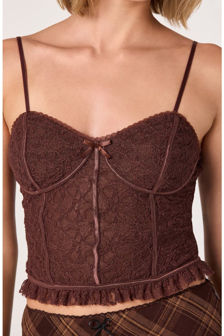 Lace Bustier Crop Camisole, Alternate, color, BROWN