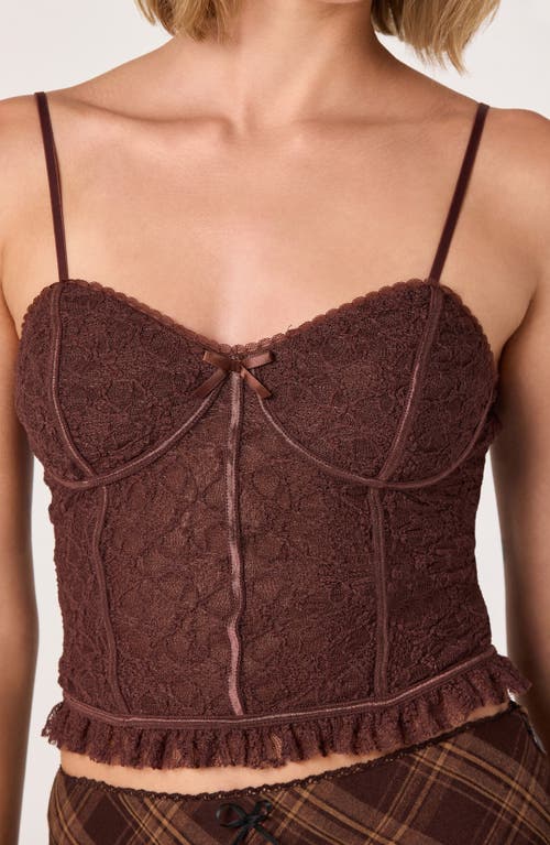 Astr The Label Lace Bustier Crop Camisole In Brown