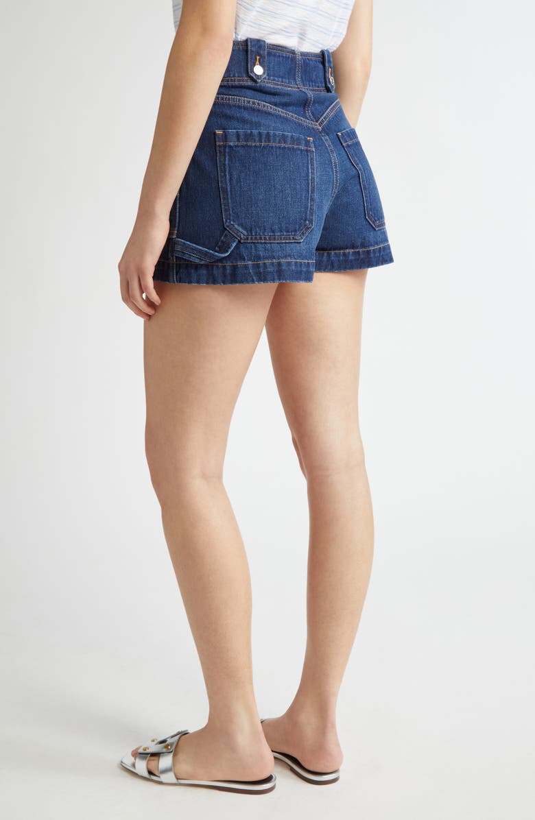 Veronica Beard Graham High Waist Denim Carpenter Shorts, Alternate, color, Bright Blue