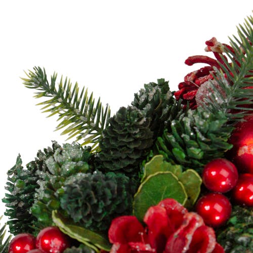 Northlight Red Pine Cones And Ornaments Christmas Wreath, 13" In Multi