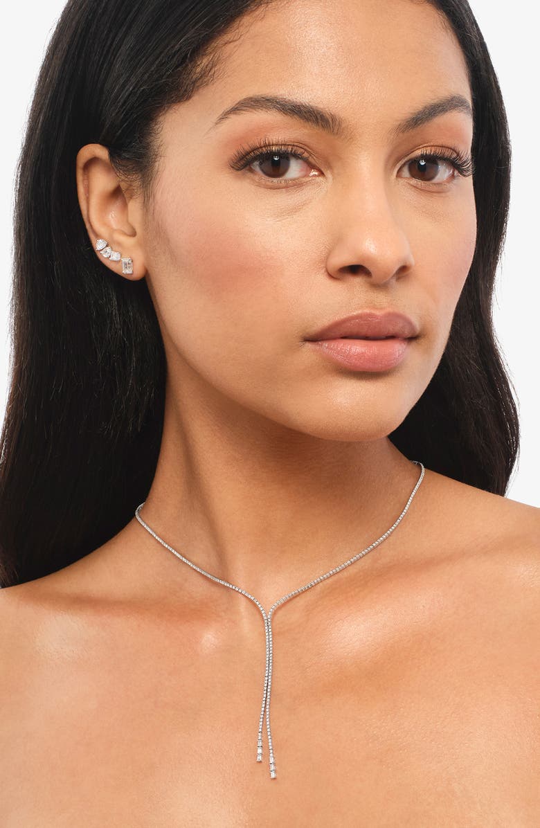 LANA 14K Gold Skinny Tennis Y-Necklace, Alternate, color, White