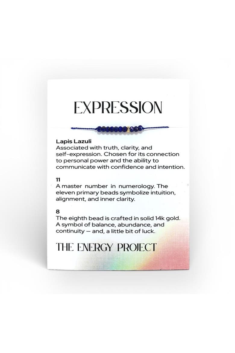 The Energy Project Bracelet - Expression With Lapis Lazuli & Solid 14K Gold Bead, Alternate, color, Blue