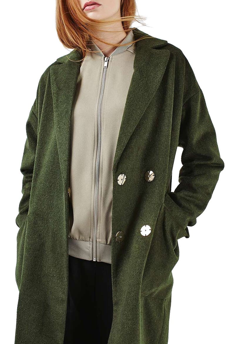 Longline Slouch Coat, Alternate, color, OLIVE