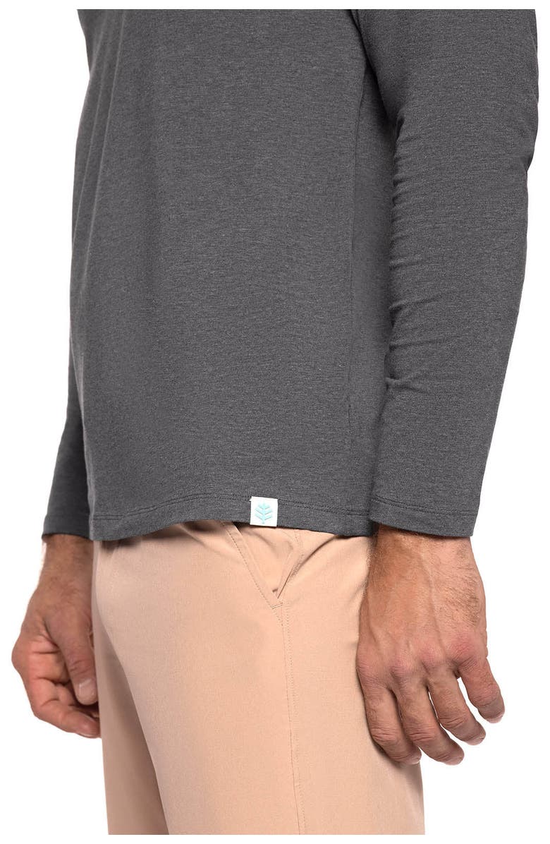 Coolibar Men's V-Neck Long Sleeve T-Shirt - UPF 50+ Sun Protection - Morada, Alternate, color, Charcoal Heather