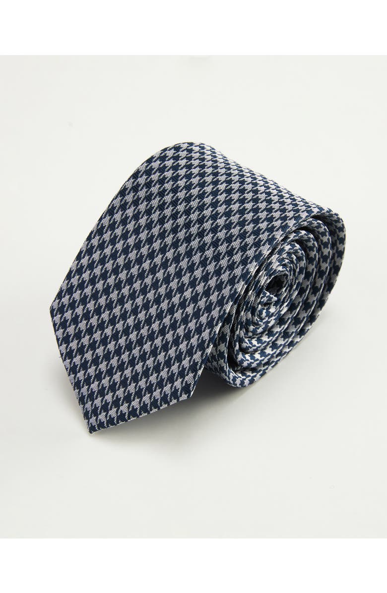 Knottery & Co Houndstooth Heritage Silk Jacquard Tie, Main, color, Navy