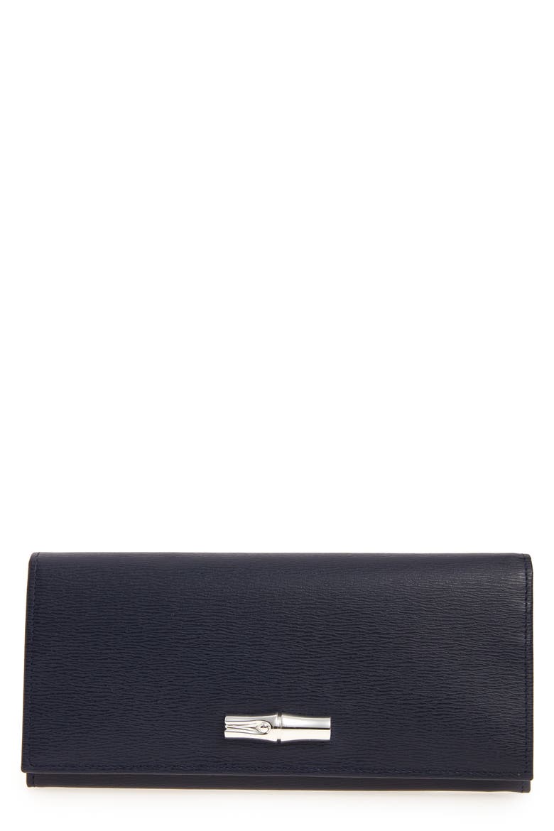 Roseau Leather Continental Wallet, Main, color, NAVY