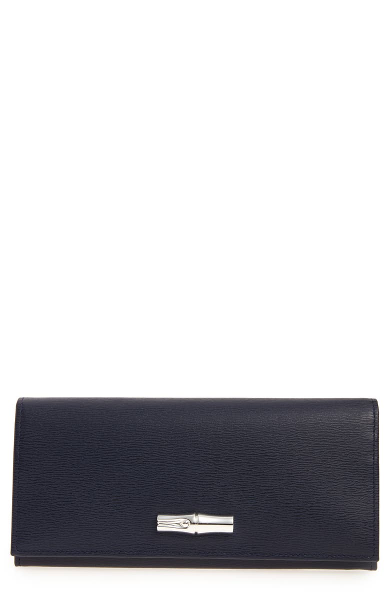 Longchamp Roseau Leather Continental Wallet, Main, color, Navy