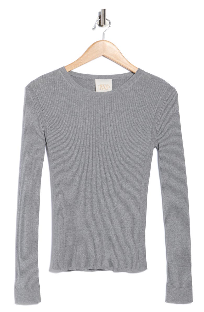 TWP Secondskin Ribbed Wool Sweater, Alternate, color, Medium Heather Grey