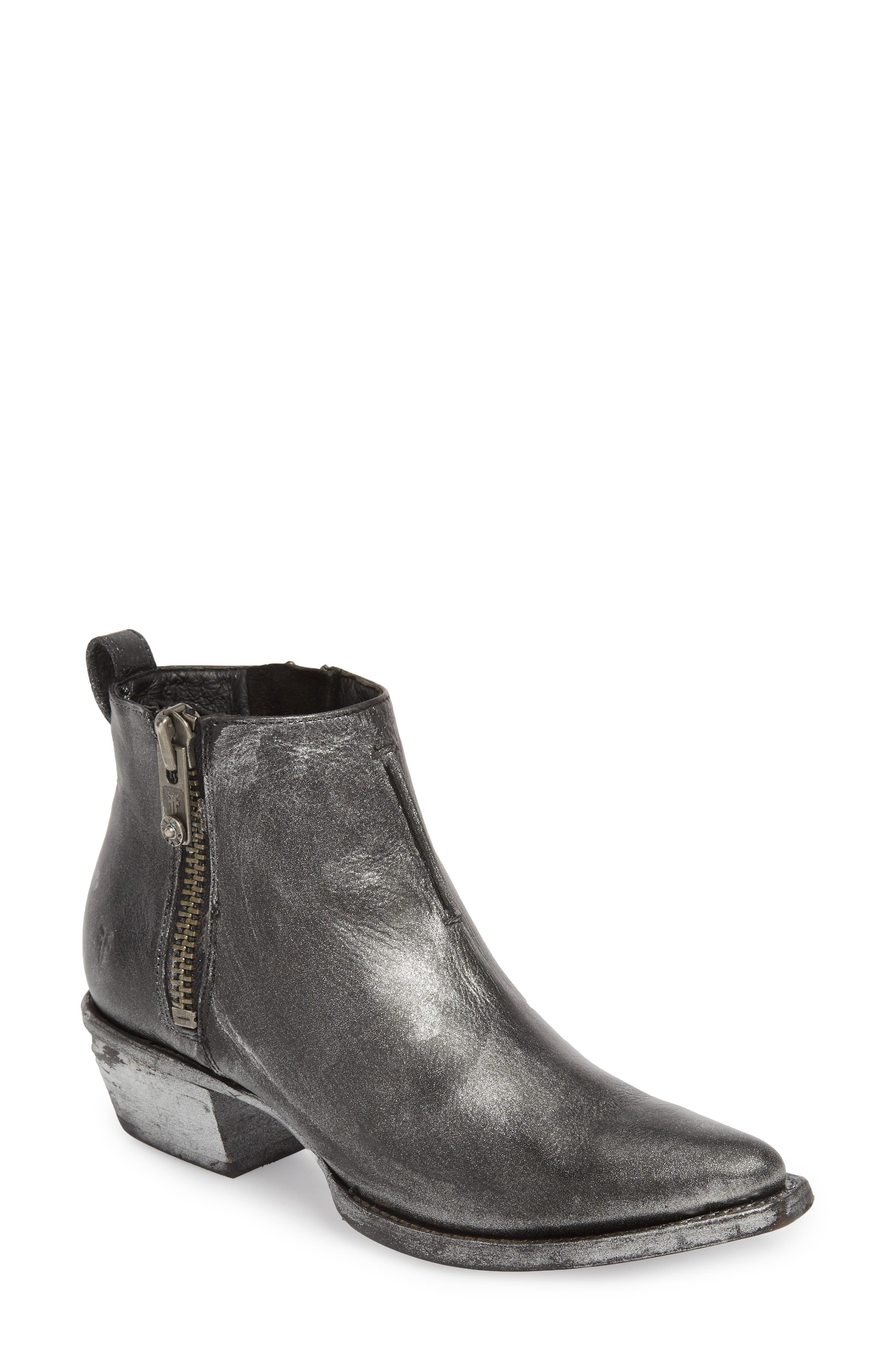 Sacha Moto Short Bootie, Main, color, BLACK METALLIC LEATHER