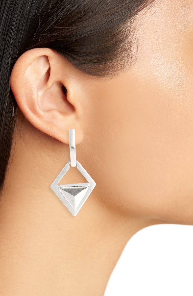 Karine Sultan Angular Statement Earrings, Alternate, color, Silver