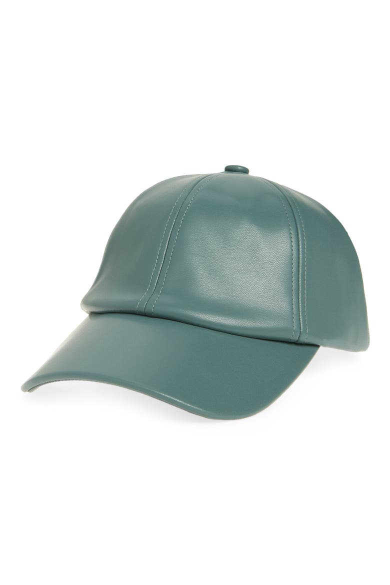 Faux Leather Baseball Cap, Main, color, CHARCOAL