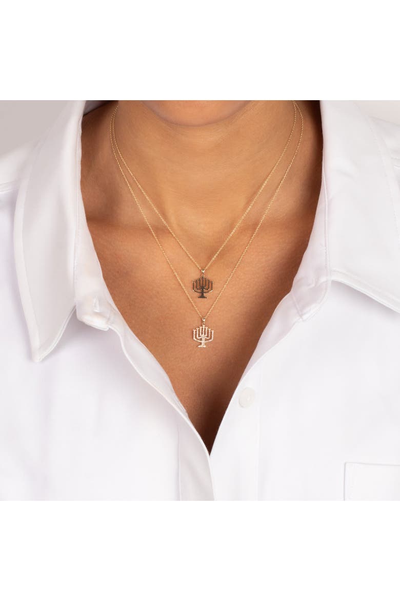Diamond Menorah Pendant Necklace 14K, Alternate, color, 14K Gold