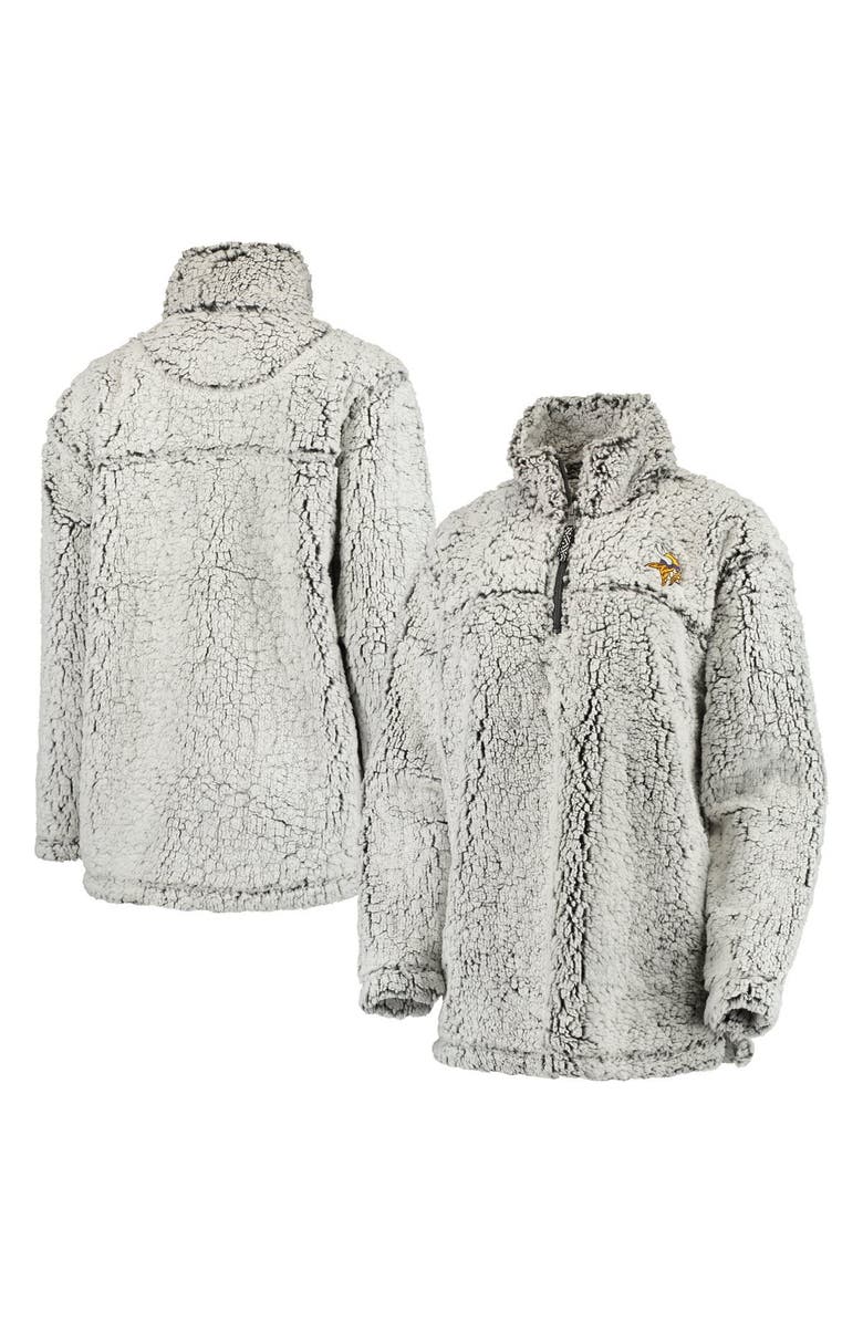 G-III 4HER BY CARL BANKS Women's Gray Minnesota Vikings Sherpa Quarter-Zip Pullover Jacket, Main, color, Gray
