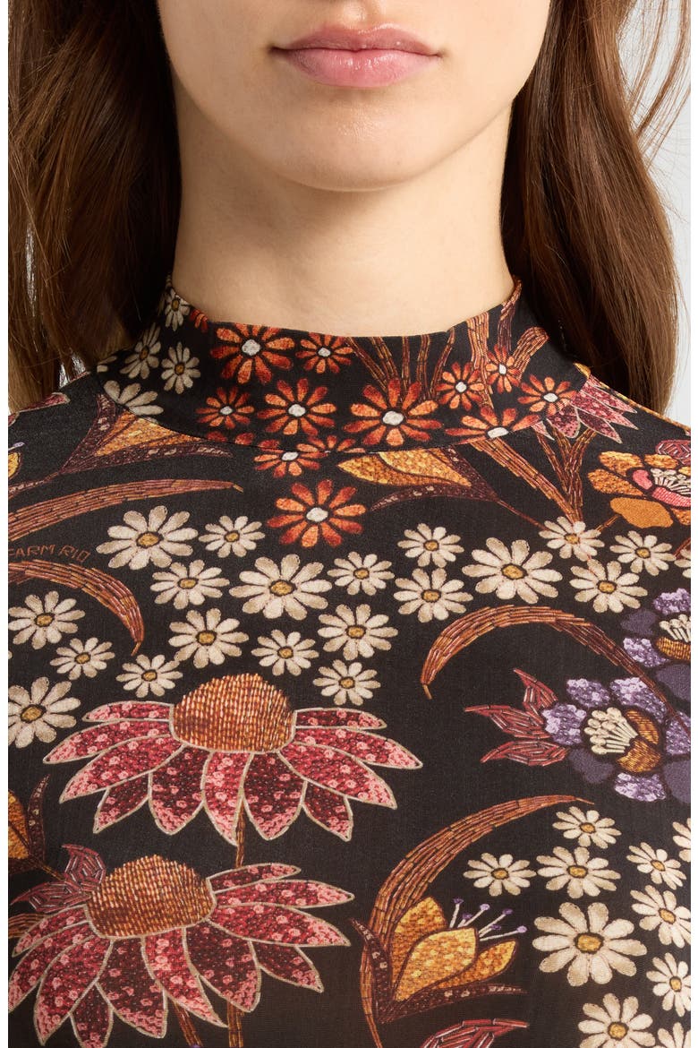 Lili Mock Neck Jersey Top, Alternate, color, BLACK