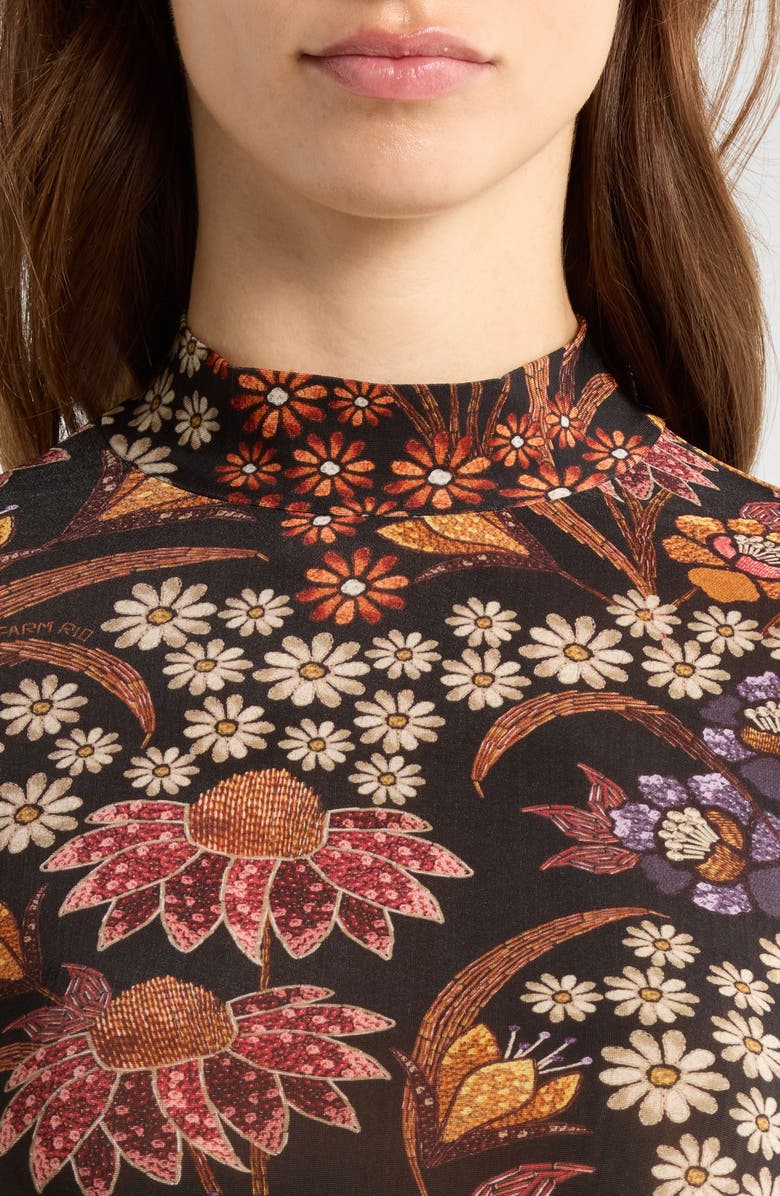 FARM Rio Lili Mock Neck Jersey Top, Alternate, color, Black