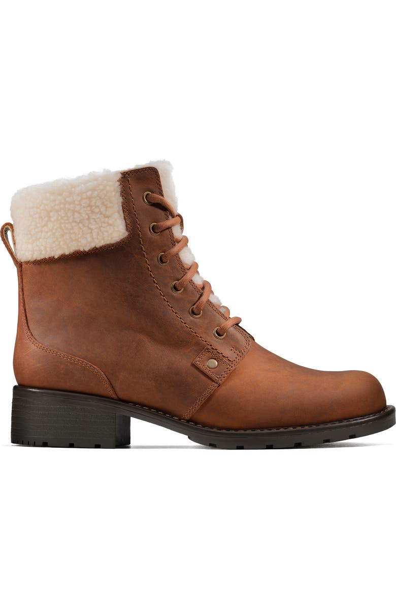 Clarks<sup>®</sup> Orinoco Faux Shearling Trim Waterproof Hiking Boot, Alternate, color,