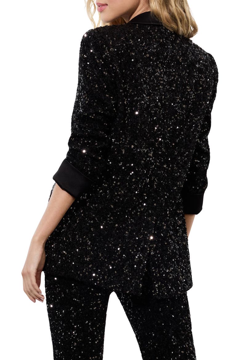 Justine Sequin Blazer, Alternate, color, BLACK
